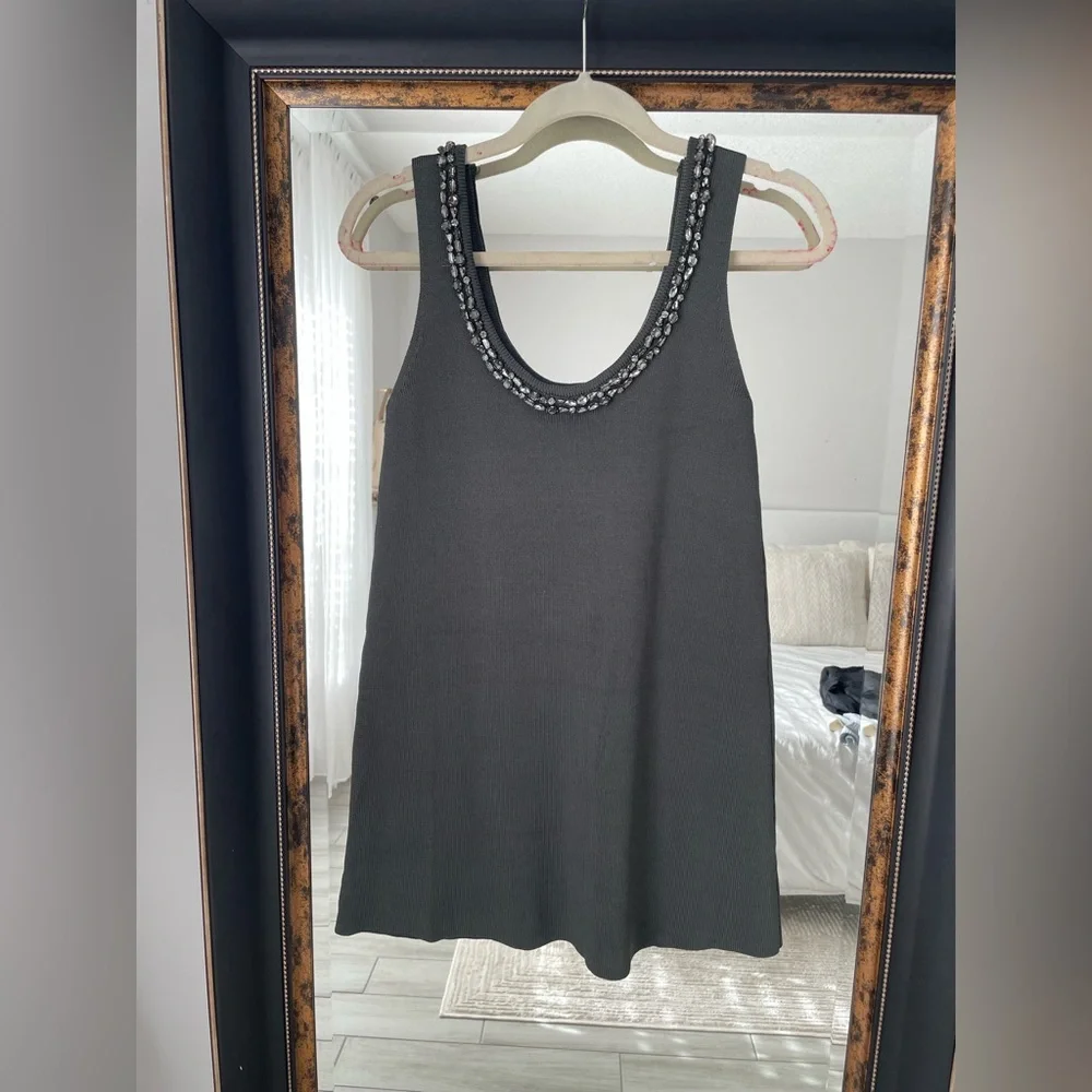 ZARA Embellished Gray Mini Dress - Picture 5 of 7